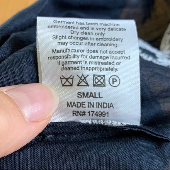 Merlette Dress Caliza A Line Navy Embroidered Long Sleeve Shirtdress Size Small - Picture 5 of 8